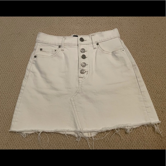 Gap off-white frayed high waist a-line denim skirt - Picture 7 of 7
